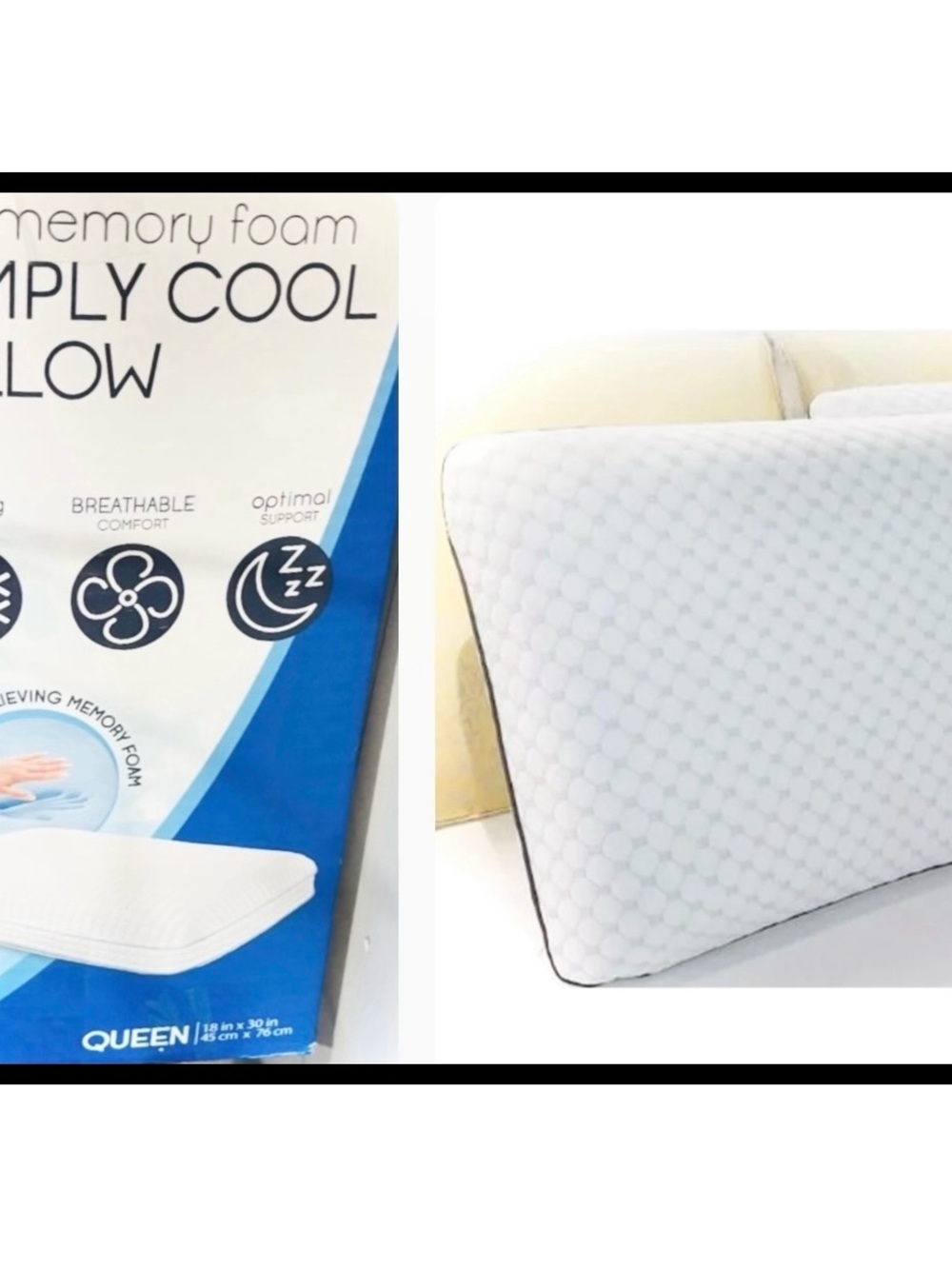 PURELUX | Standard / Queen | Simply Gel Memory Foam Simply Cool Pillow NIB